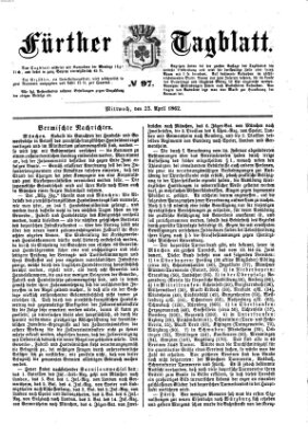 Fürther Tagblatt Mittwoch 23. April 1862