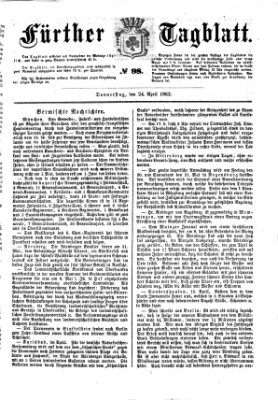 Fürther Tagblatt Donnerstag 24. April 1862