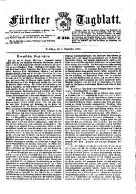 Fürther Tagblatt Dienstag 2. September 1862