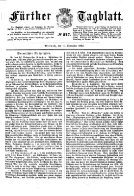 Fürther Tagblatt Mittwoch 10. September 1862