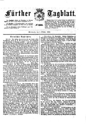 Fürther Tagblatt Mittwoch 1. Oktober 1862