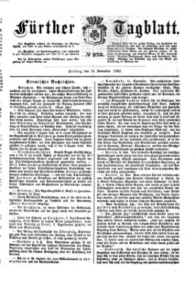 Fürther Tagblatt Freitag 14. November 1862