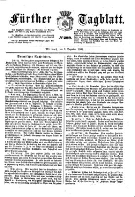 Fürther Tagblatt Mittwoch 3. Dezember 1862