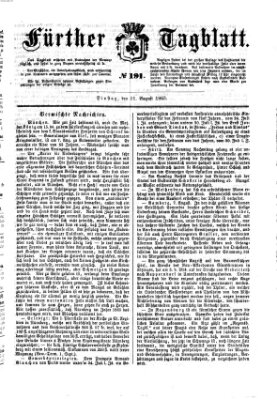 Fürther Tagblatt Dienstag 11. August 1863