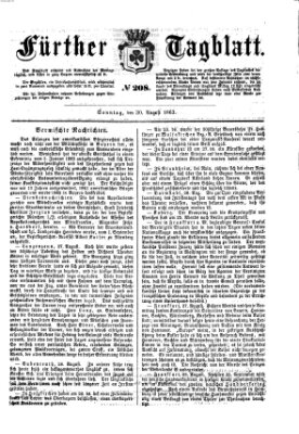 Fürther Tagblatt Sonntag 30. August 1863