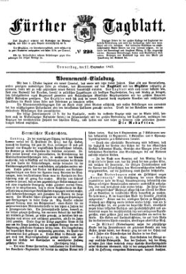 Fürther Tagblatt Donnerstag 17. September 1863