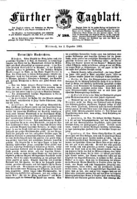 Fürther Tagblatt Mittwoch 2. Dezember 1863