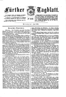 Fürther Tagblatt Mittwoch 1. Juni 1864