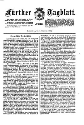 Fürther Tagblatt Donnerstag 1. September 1864