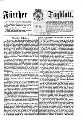 Fürther Tagblatt Donnerstag 20. April 1865