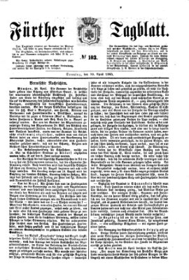 Fürther Tagblatt Sonntag 30. April 1865