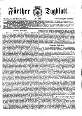 Fürther Tagblatt Samstag 23. September 1865