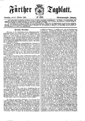 Fürther Tagblatt Samstag 21. Oktober 1865