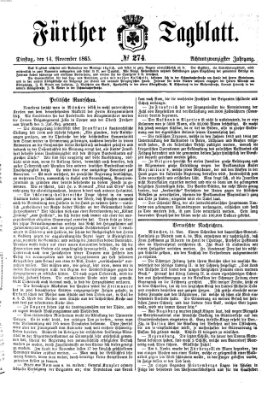 Fürther Tagblatt Dienstag 14. November 1865