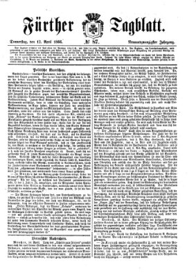 Fürther Tagblatt Donnerstag 12. April 1866