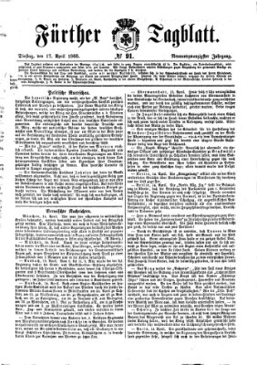 Fürther Tagblatt Dienstag 17. April 1866