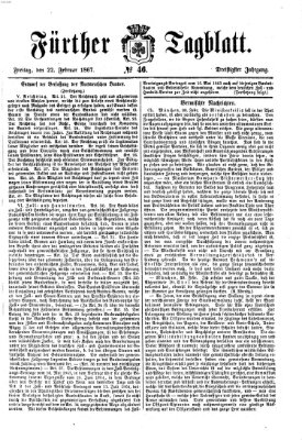 Fürther Tagblatt Freitag 22. Februar 1867