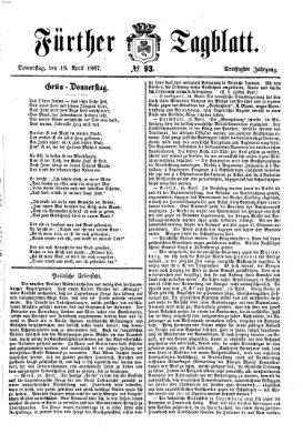 Fürther Tagblatt Donnerstag 18. April 1867