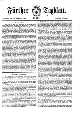 Fürther Tagblatt Samstag 16. November 1867