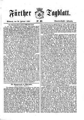 Fürther Tagblatt Mittwoch 26. Februar 1868