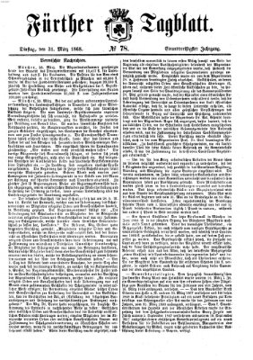 Fürther Tagblatt Dienstag 31. März 1868