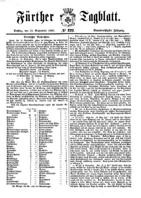 Fürther Tagblatt Dienstag 15. September 1868