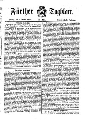 Fürther Tagblatt Freitag 2. Oktober 1868