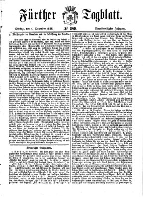 Fürther Tagblatt Dienstag 1. Dezember 1868