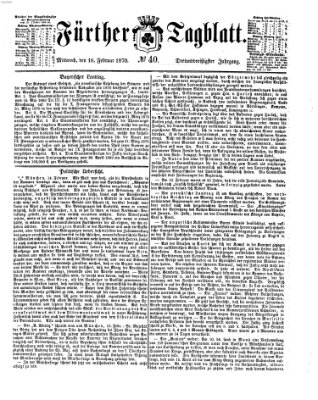 Fürther Tagblatt Mittwoch 16. Februar 1870