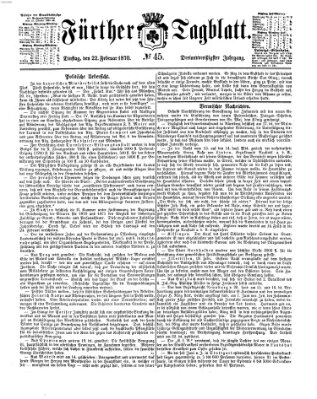 Fürther Tagblatt Dienstag 22. Februar 1870