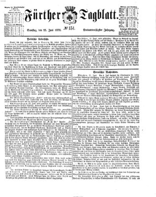 Fürther Tagblatt Samstag 25. Juni 1870