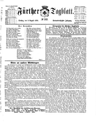 Fürther Tagblatt Dienstag 9. August 1870