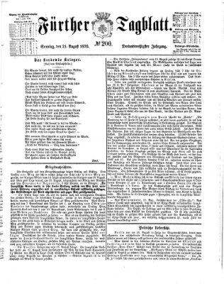 Fürther Tagblatt Sonntag 21. August 1870