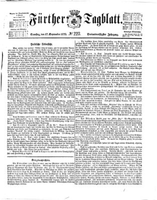 Fürther Tagblatt Samstag 17. September 1870