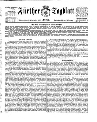 Fürther Tagblatt Mittwoch 21. September 1870