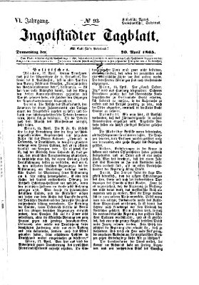 Ingolstädter Tagblatt Donnerstag 20. April 1865