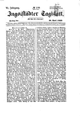 Ingolstädter Tagblatt Freitag 28. April 1865