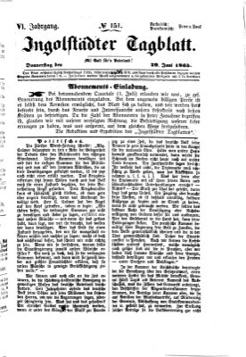 Ingolstädter Tagblatt Donnerstag 29. Juni 1865