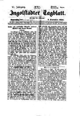 Ingolstädter Tagblatt Donnerstag 7. September 1865