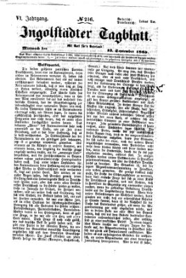 Ingolstädter Tagblatt Mittwoch 13. September 1865