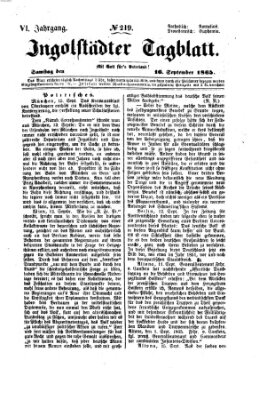 Ingolstädter Tagblatt Samstag 16. September 1865