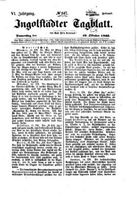 Ingolstädter Tagblatt Donnerstag 19. Oktober 1865