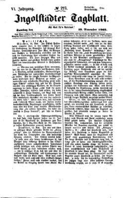 Ingolstädter Tagblatt Samstag 18. November 1865