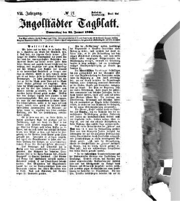 Ingolstädter Tagblatt Donnerstag 25. Januar 1866