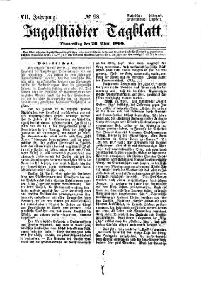 Ingolstädter Tagblatt Donnerstag 26. April 1866