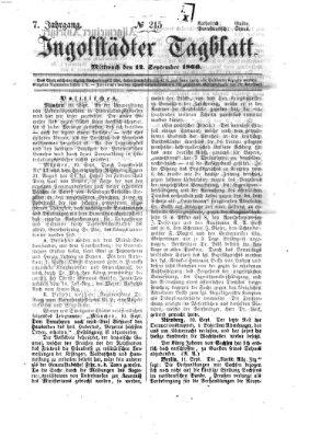 Ingolstädter Tagblatt Mittwoch 12. September 1866