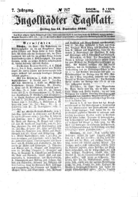 Ingolstädter Tagblatt Freitag 14. September 1866