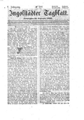 Ingolstädter Tagblatt Samstag 15. September 1866