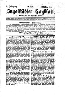 Ingolstädter Tagblatt Montag 23. September 1867