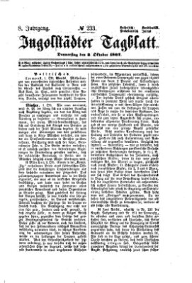 Ingolstädter Tagblatt Donnerstag 3. Oktober 1867